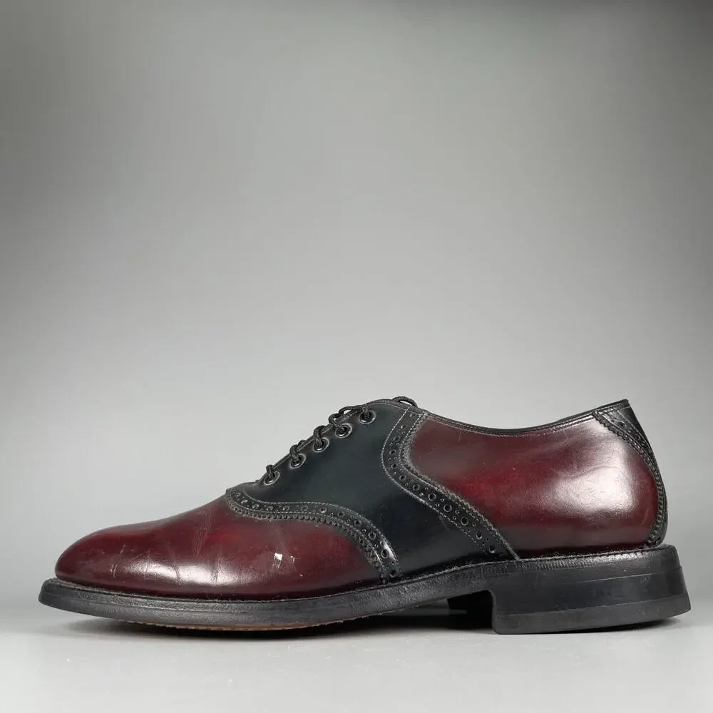 Johnston & Murphy Aristocraft Men's 7.5 Red Black Leather Saddle Dress Shoes EUC